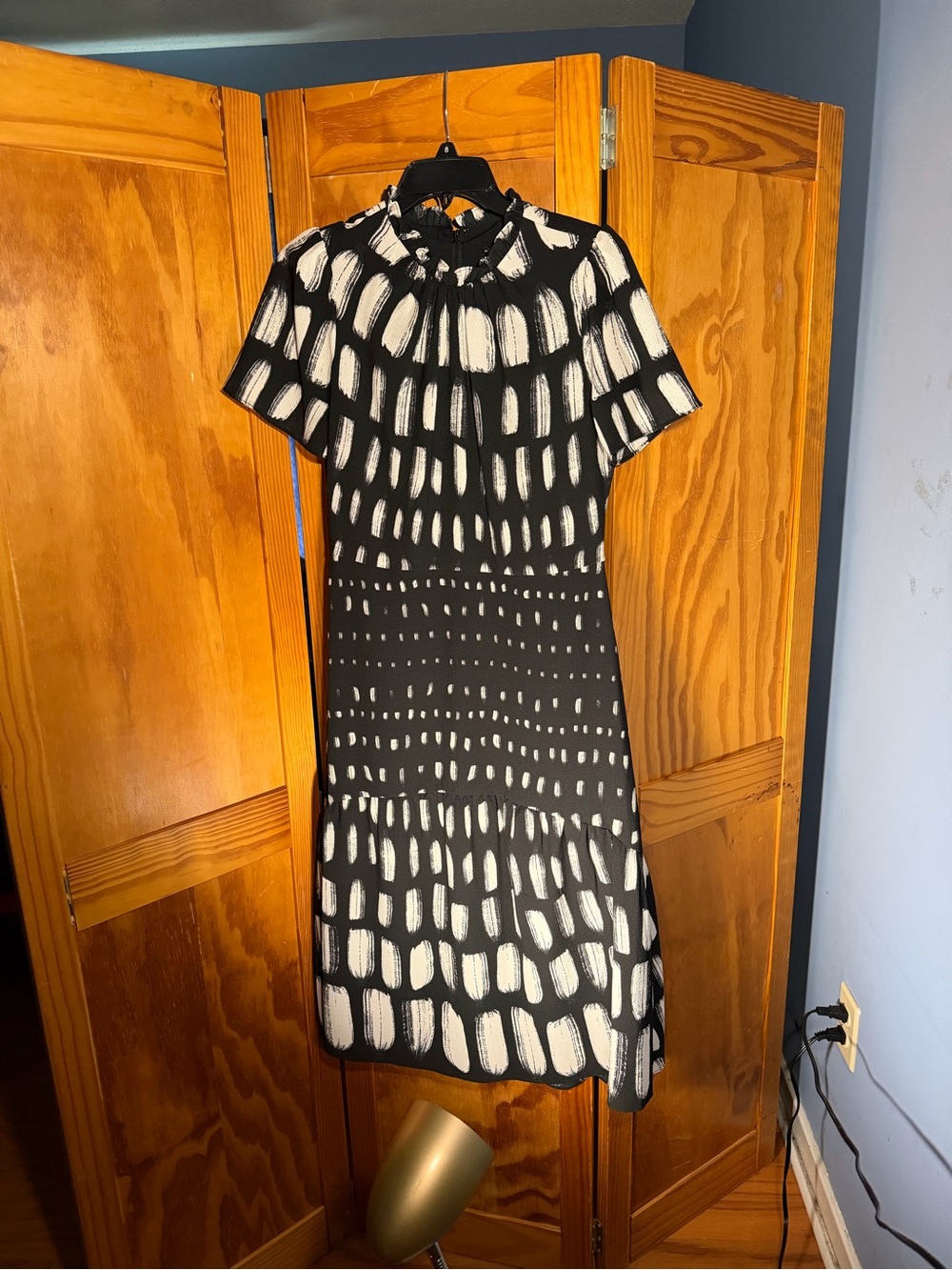 Black & White Patchwork Whimsigoth Short Sleeve Dress | Size 10